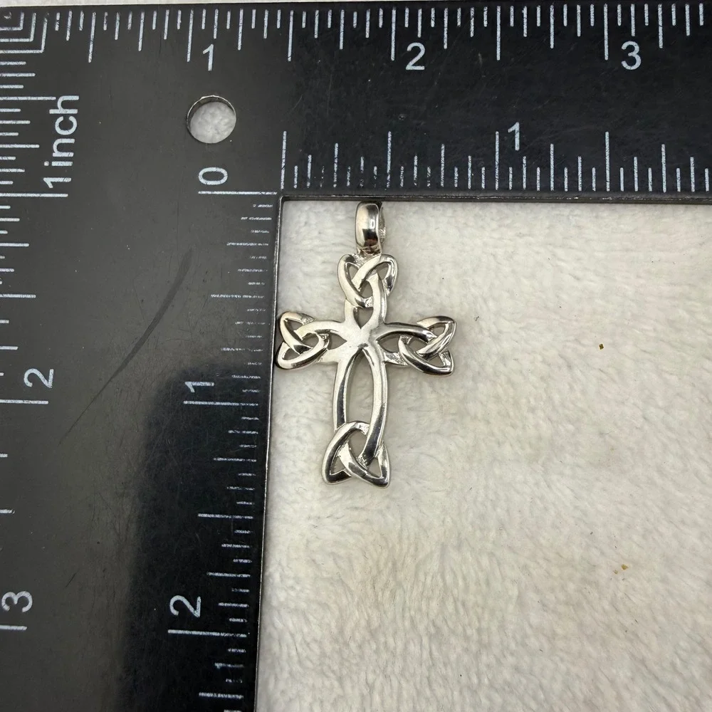 Celtic Cross Pendant Silver Tone Openwork Knot Design Small